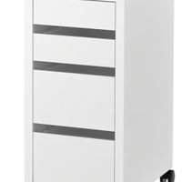 MILANO: Cassettiera con rotelle, bianco, 35x75 cm