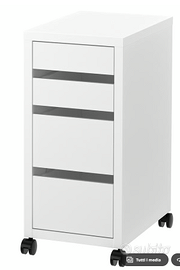 MILANO: Cassettiera con rotelle, bianco, 35x75 cm