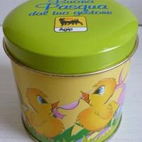 Scatola barattolo di latta Buona Pasqua Agip 2003
