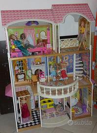 casa delle barbie in legno 3 piani con ascensore