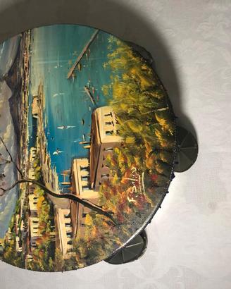 Tamburello decorativo dipinto a mano 