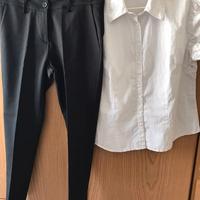 Completo camicetta filo argento + pantalone nero