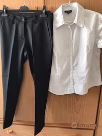 Completo camicetta filo argento + pantalone nero