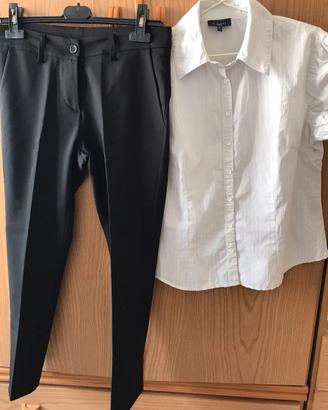 Completo camicetta filo argento + pantalone nero