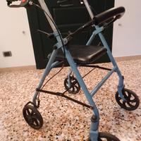 Deambulatore leggero 4 ruote con sedile e cestino