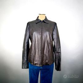 giacca in vera pelle con lampo Made in italy 
