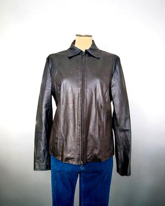 giacca in vera pelle con lampo Made in italy 