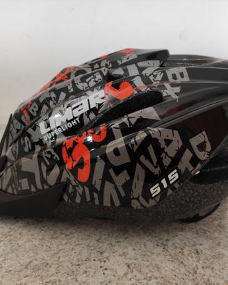 Casco bici bambino colore fantasia nero e arancio
