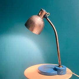 LAMPADA MINISTERIALE DA TAVOLO IN METALLO CELESTE