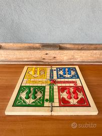 Gioco Ludo vintage artigianale in legno 1987