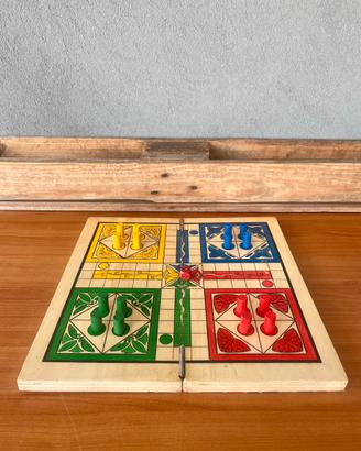 Gioco Ludo vintage artigianale in legno 1987
