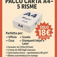 PACCO CARTA A4 – 5 RISME