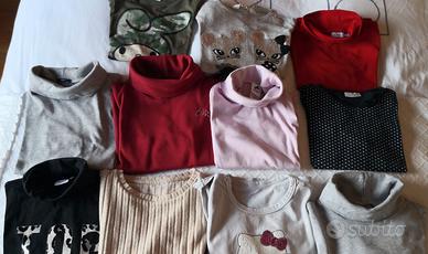 Lotto 11 Maglie e Lupetti Bambina 6-7 Anni cm. 122