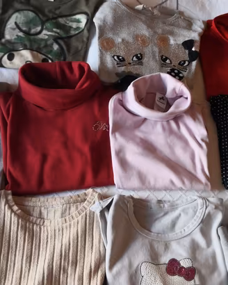 Lotto 11 Maglie e Lupetti Bambina 6-7 Anni cm. 122