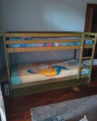 Letto a castello IKEA MYDAL cassetti+materassi