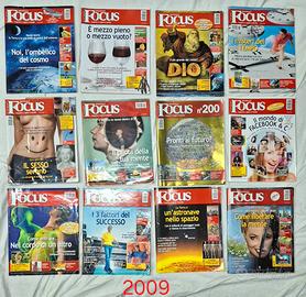 12 riviste FOCUS anno 2009 da n. 195 a n.206