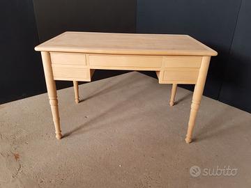 SCRIVANIA 5 CASSETTI E 2 TIRETTI IN LEGNO GREZZO
