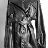 trench nero pelle eco S