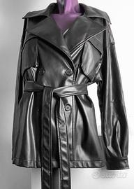 trench nero pelle eco S