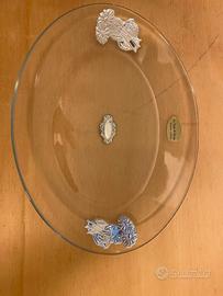 Vassoio di cristallo e argento.