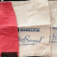 Sacche con cordino in nylon e in tela