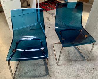 2 sedie IKEA TOBIAS blu trasparente