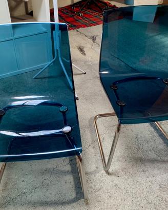 2 sedie IKEA TOBIAS blu trasparente