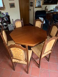 Tavolo antiquariato e 6 sedie