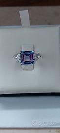 Anello oro bianco 18 carati e Tanzanite cert.