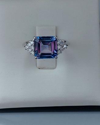 Anello oro bianco 18 carati e Tanzanite cert.
