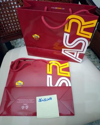 Lotto 2 Buste piccole, Paper bags AS ROMA 26x22x10