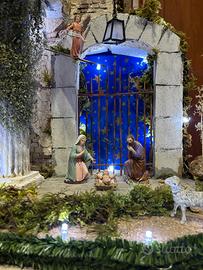 Presepe artigianale con luci LED – fatto a mano