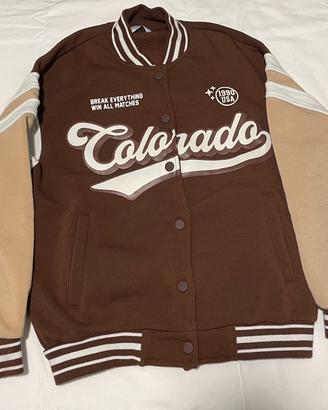 giacca varsity bianca e marrone, alcott: Taglia XS