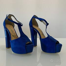 Carla Sanchez sandalo blu elettrico tacco 14