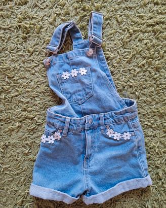 salopette jeans  bambina nuova mis.104