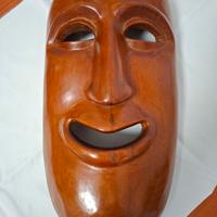 Maschera grande etnica Marocco in teak, anni '80
