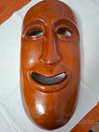 Maschera grande etnica Marocco in teak, anni '80