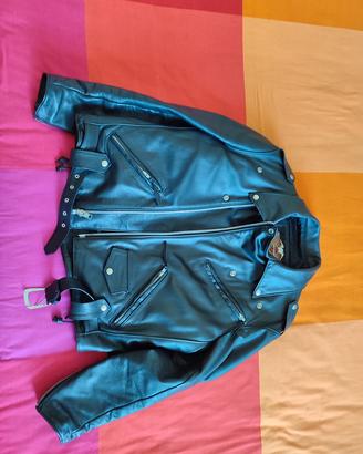 chiodo harley davidson hog biker pelle nera.