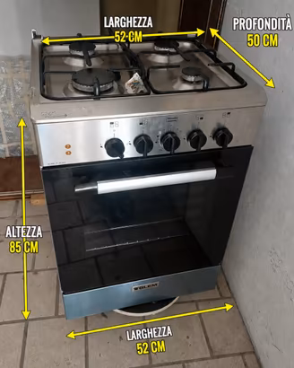 Cucina a Gas GLEM 4 Fuochi + Forno Elettrico