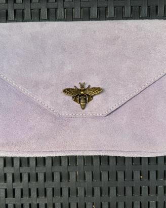 Borsa pochette in vera pelle Made in Italy lilla