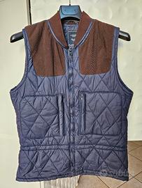 Gilet imbottito blu e marrone