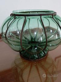 Vaso in vetro di Murano ingabbiato 