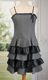 Abito Bustier Artigli - Grigio Melange con Balze 