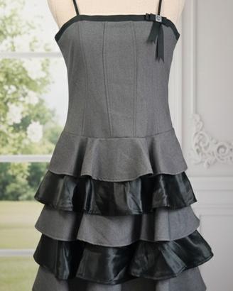 Abito Bustier Artigli - Grigio Melange con Balze 