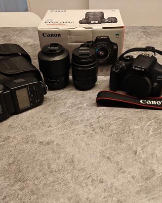Canon EOS 1300D + 2 Obiettivi + Flash + Accessori