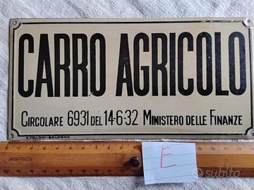 Targa metallica CARRO AGRICOLO (tassa) AUTENTICA