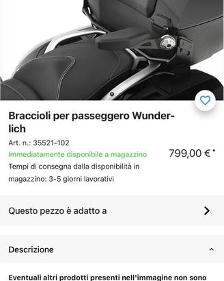 Braccioli passeggero Wunderlich per BMW RT