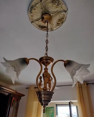 lampadario con coppia di abatjour