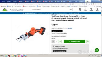 Yard Force Sega da giardino senza fili, 20 V