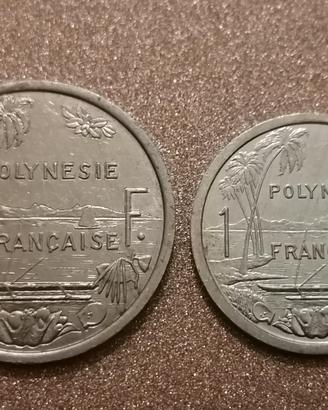  N.2 monete franchi Polinesia Francese 2001